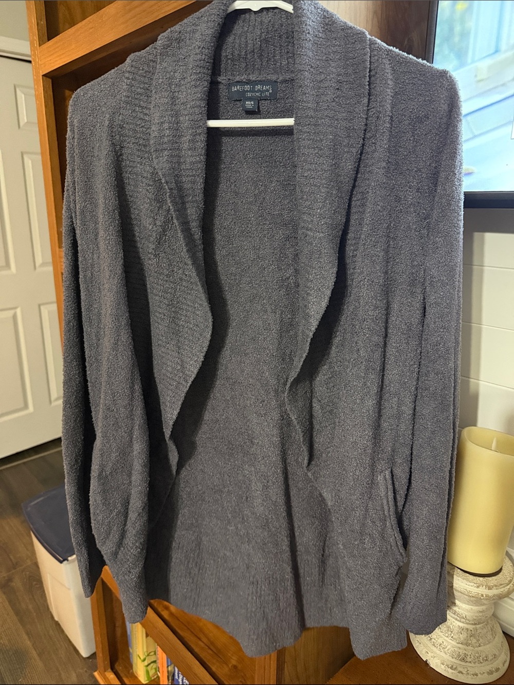 Barefoot Dreams Plush Shawl Collar Cardigan - Charcoal
